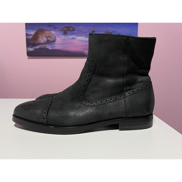 Polo Ralph Lauren Ankle Boots Mens 8.5 D Black Leather Demonte Brogue‎ Preppy main image 7